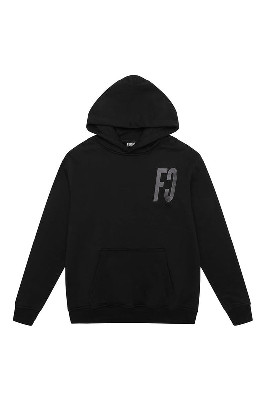 FC LOGO HOODIE BLACK/FOSSIL GREY