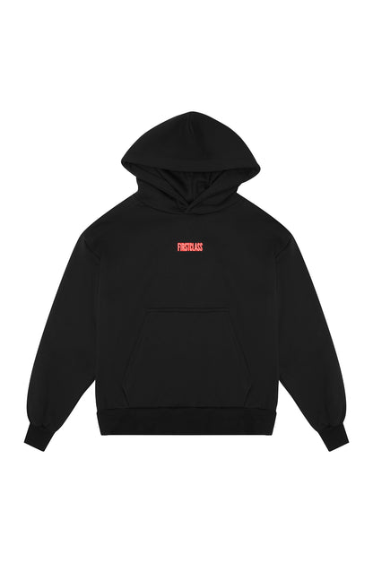 LOGO HOODIE BLACK/CHERRY